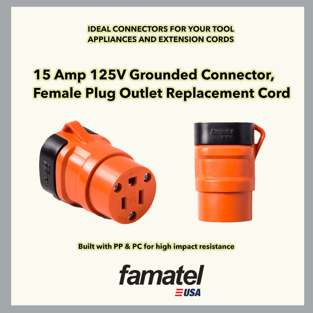 Grounded Connector, Female Plug Outlet Replacement Cord