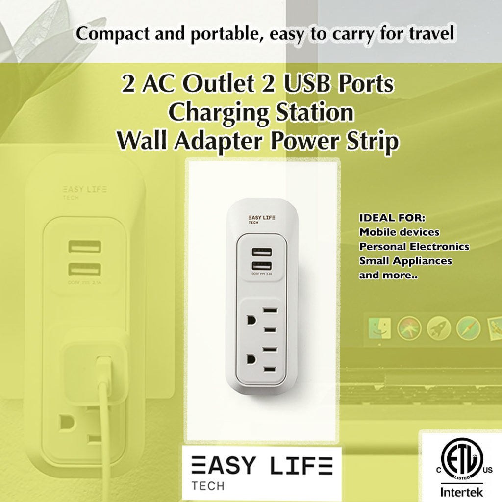 2 AC Outlets 2 USB Charging Ports Multi-Plug Outlet Expander