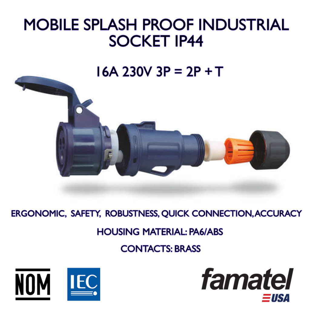 Mobile Splashproof Industrial Socket IP44