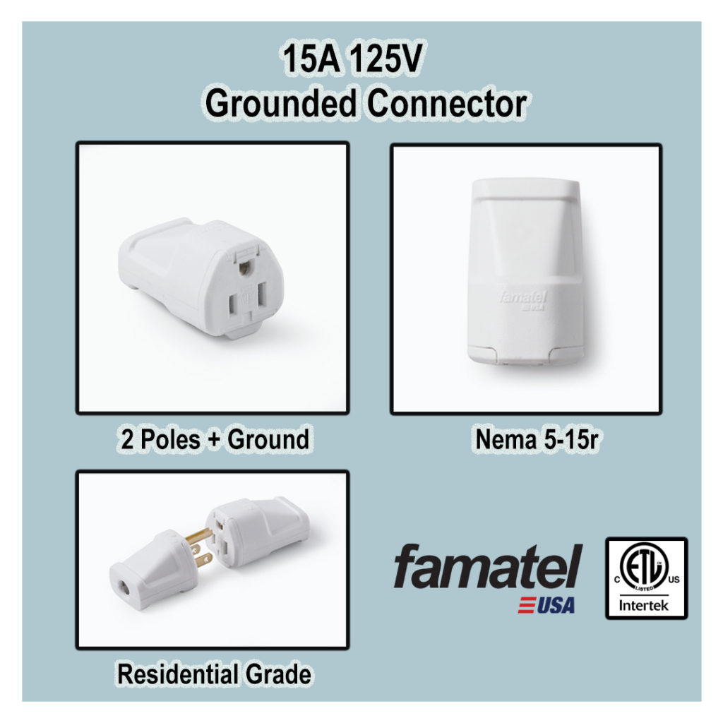 15 Amp 125V Grounded Connector - Residential Use