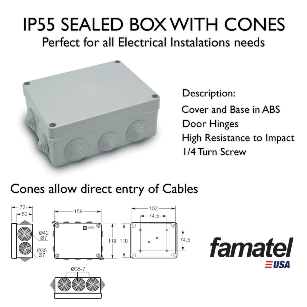 IP55 Sealed Box with Cones