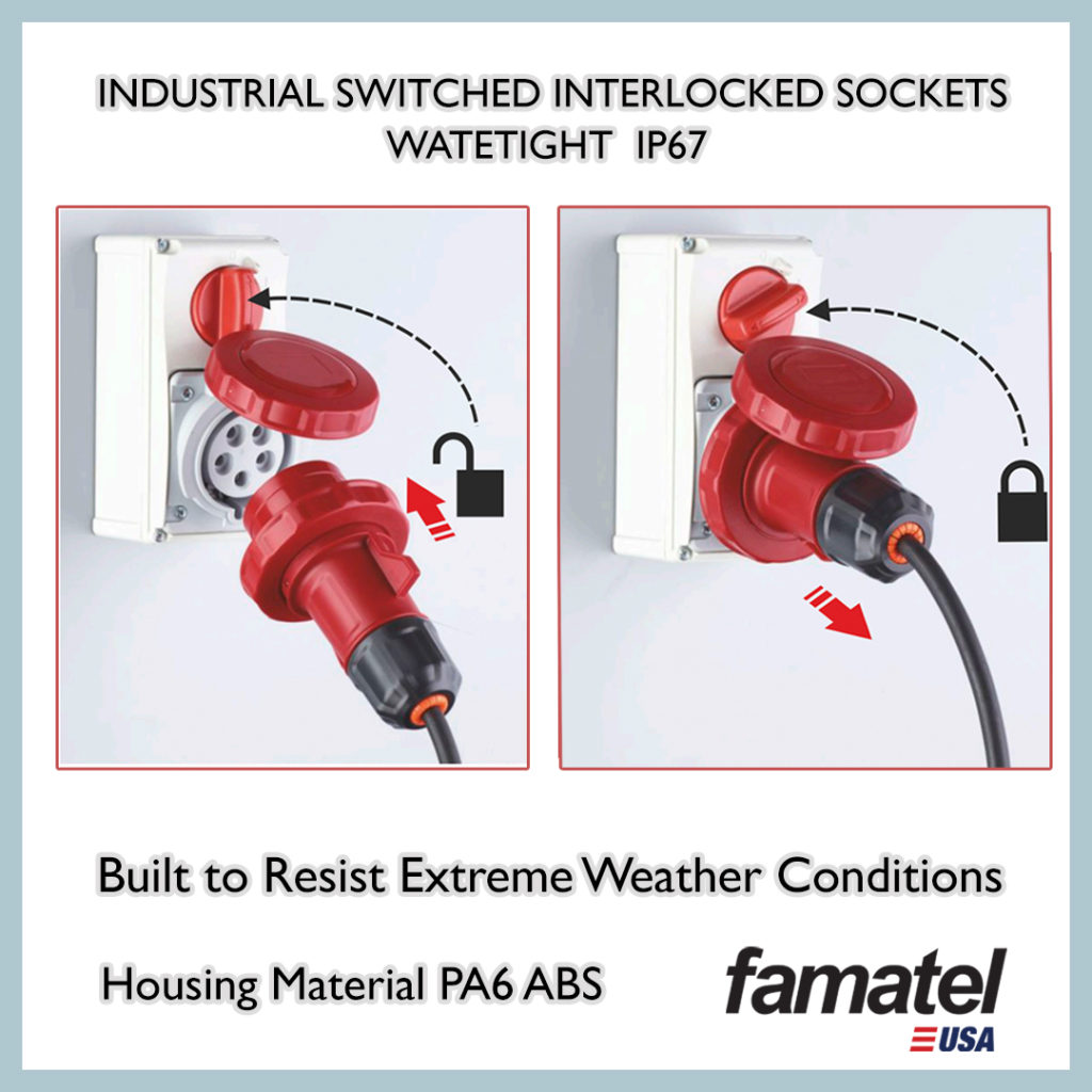 Industrial Switched Interlocked Sockets Watertight IP67