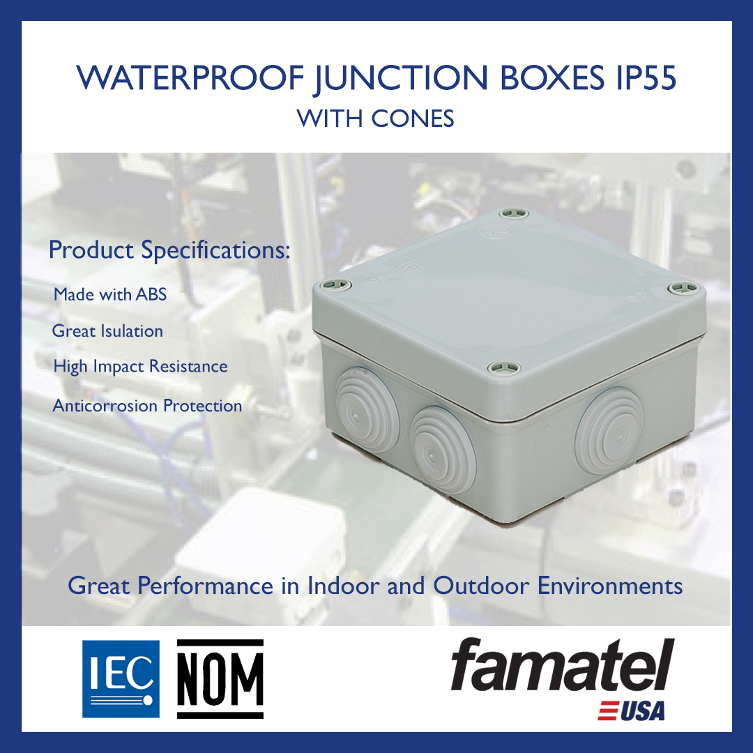 Waterproof Junction Boxes With Cones Ip55 Famatel Usa 8558