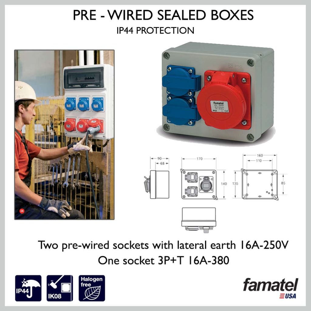 Pre-wired Sealed Boxes with IP44 Protection