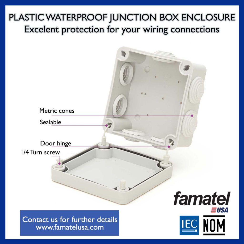 Plastic waterproof junction box enclosure
