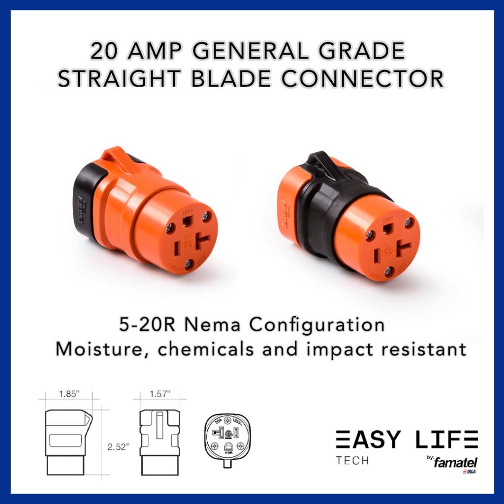 20 Amp General Grade Straight Blade Connector