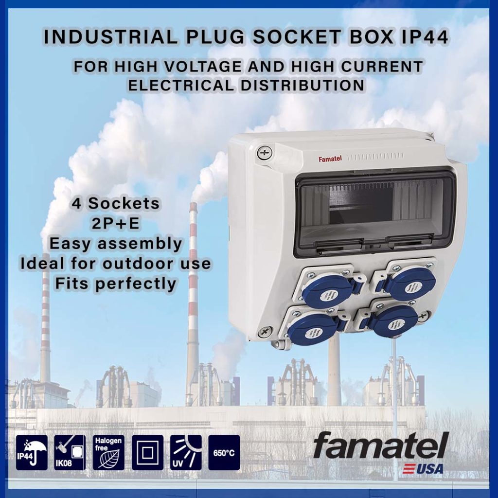 Industrial plug socket box IP44