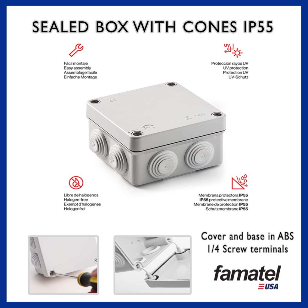 Sealed box with cones IP55
