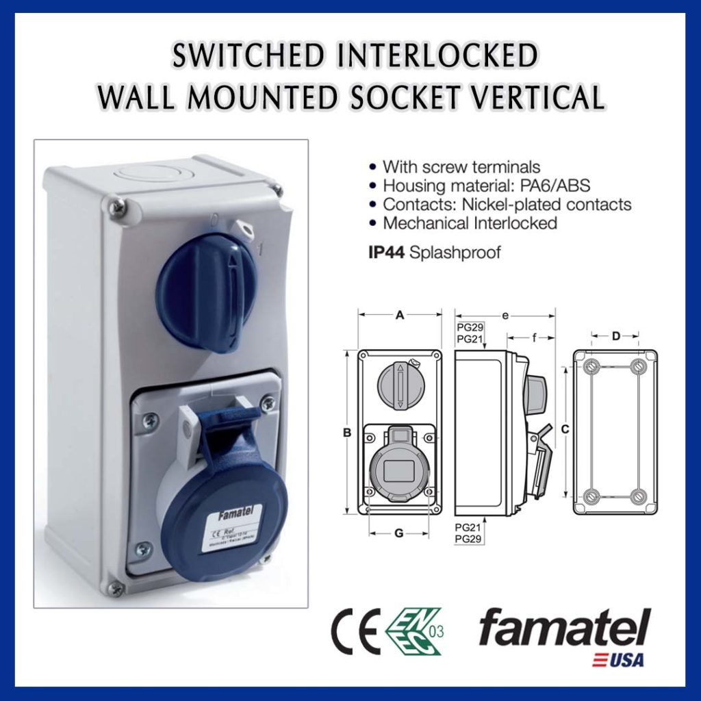 Switched Interlocked Wall Mounted Sockets