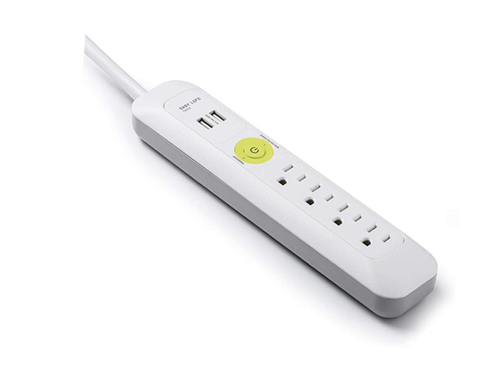 Modern and Convenient Power Strip, 4 AC Outlets and 2 USB Ports
