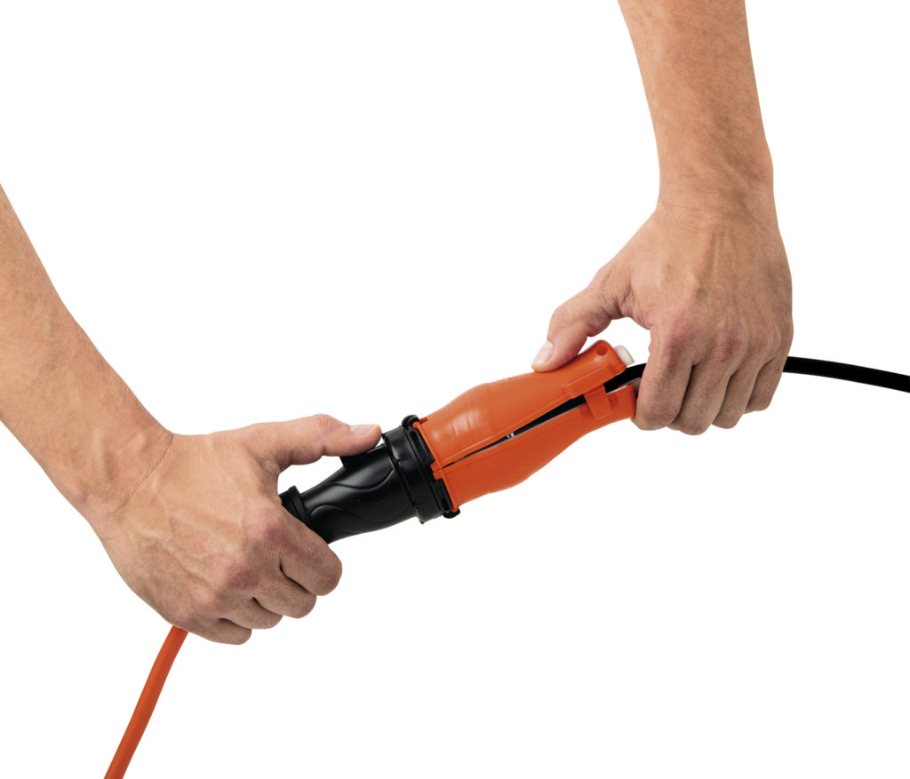 Waterproof extension cord with safety seal protection for your connections.