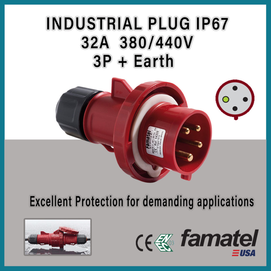 Industrial Plugs IP67 32A, reliable and safe electrical protection.