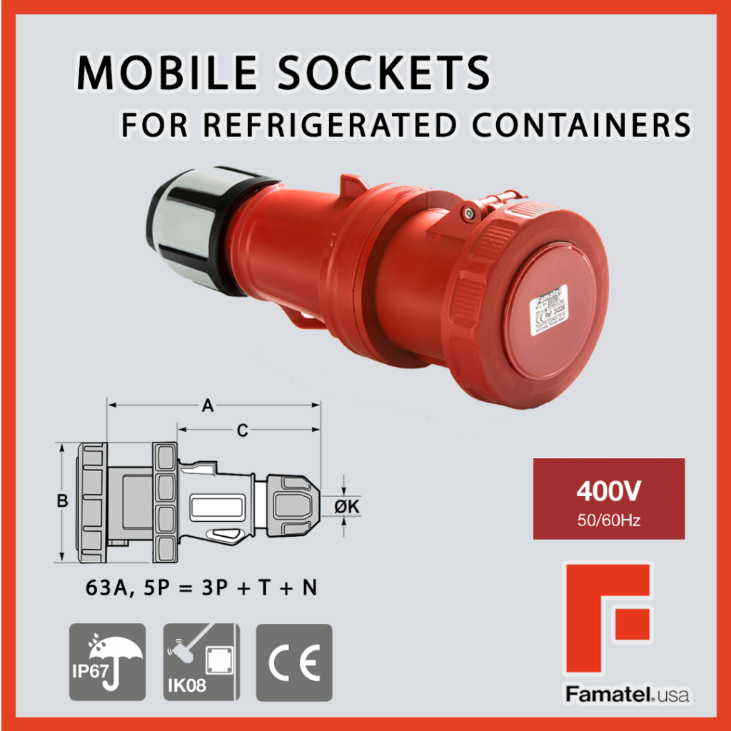 Mobile sockets for refrigerated containers