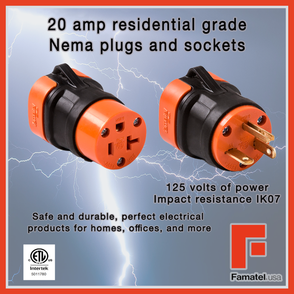 20 Amp Residential Grade Nema Plugs and Sockets