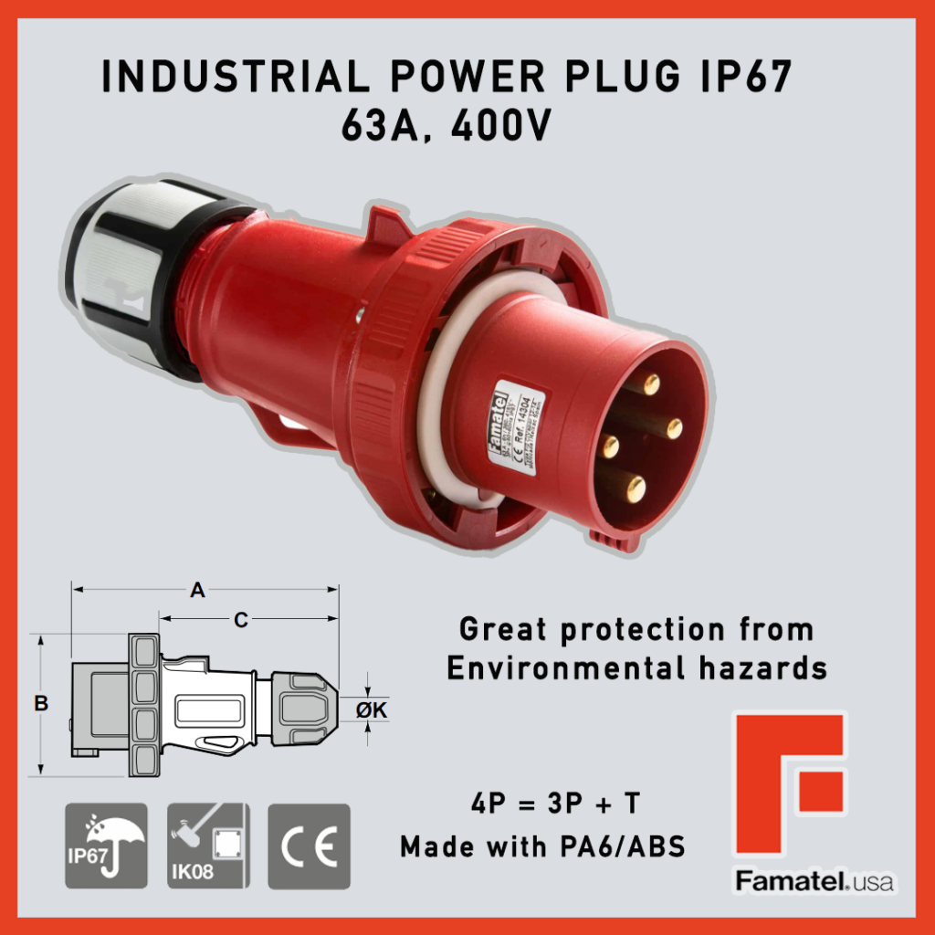 Best Industrial power plug IP67 63A 400V