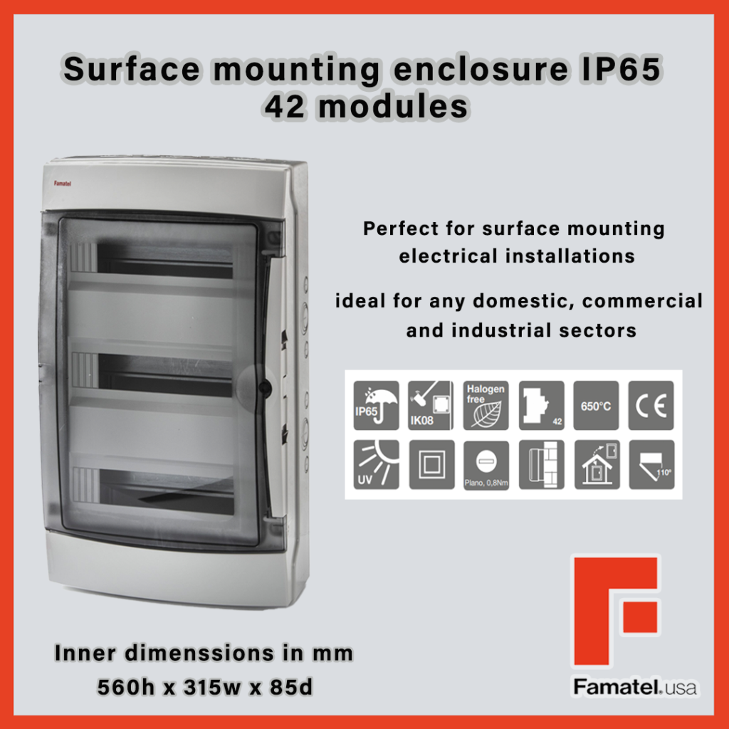 Surface mounting enclosure IP65, 42 Modules