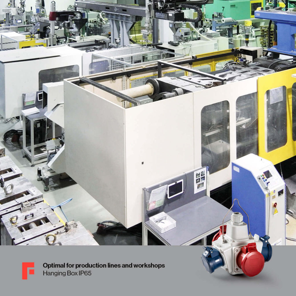 Multi connection hanging box IP65 optimal for production lines and workshops