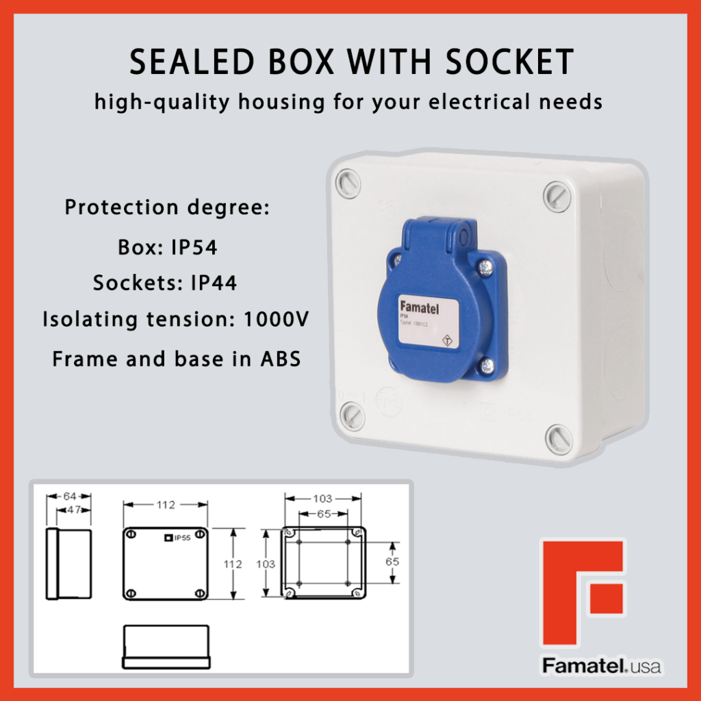 Pre-wired sealed box with socket IP54