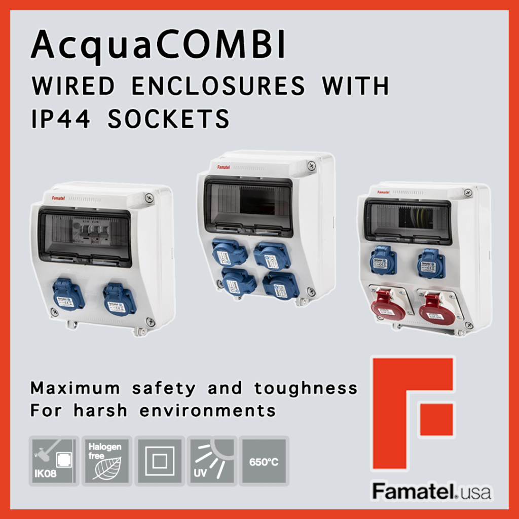 AcquaCombi wired enclosures with IP44 sockets