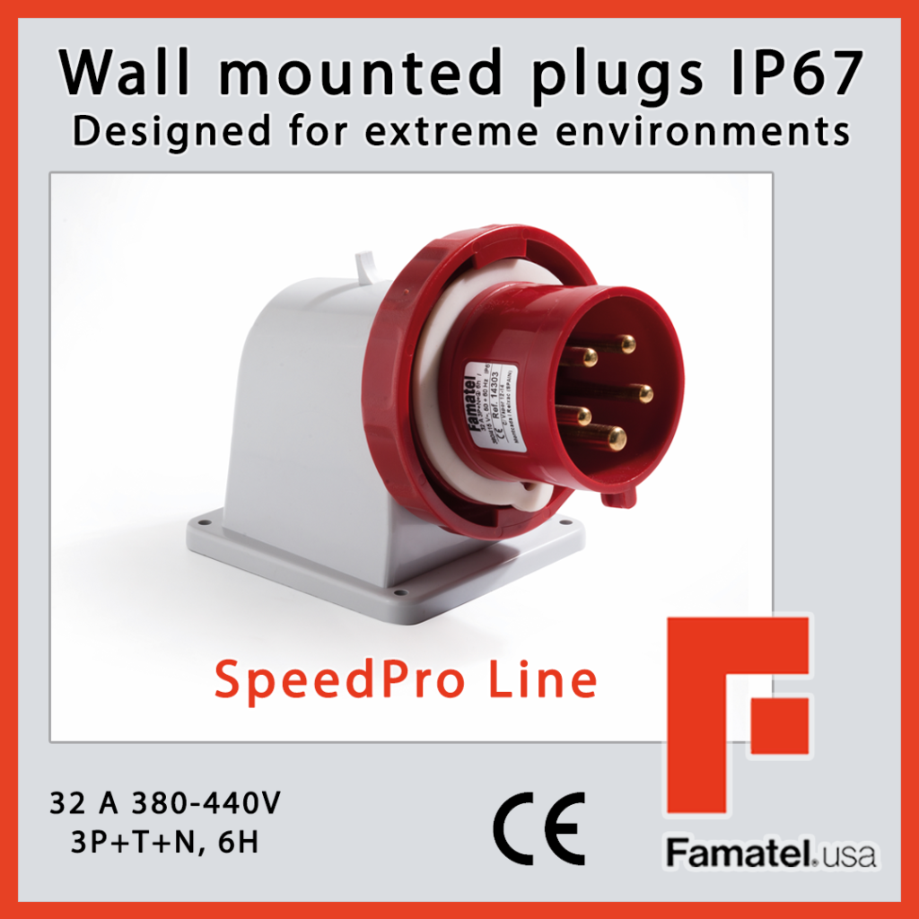 Wall mounted plugs IP67 designed for extreme environments